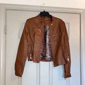 Faux Leather Cropped Jacket